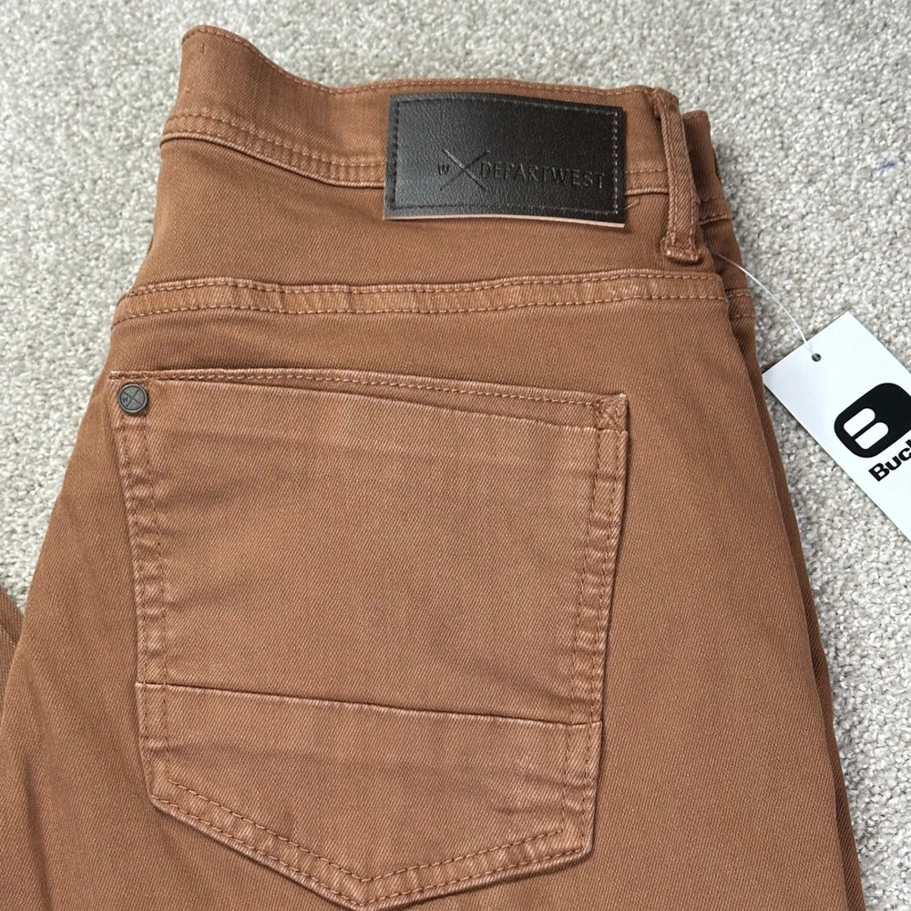 Departwest Mens 30x32 Seeker Straight Leg Pants Brown Twill Casual Workwear